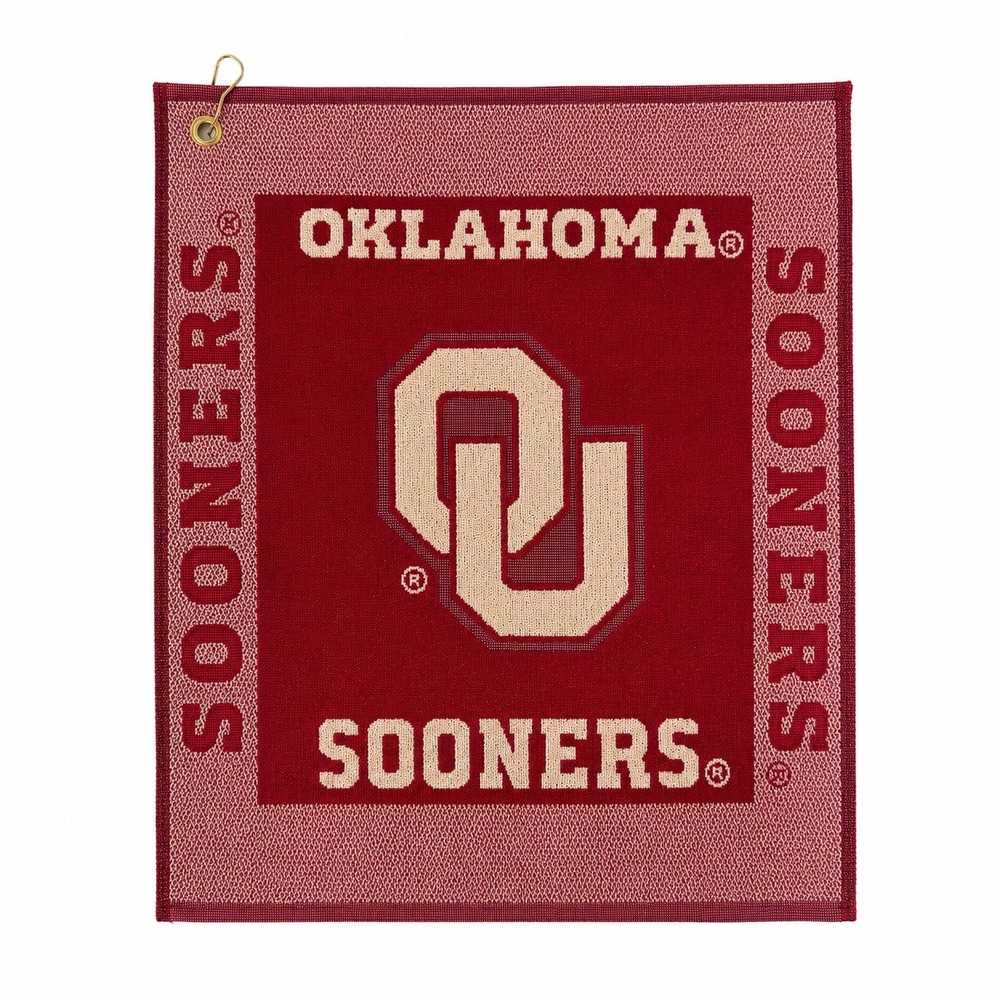 Vintage 90s Team Golf Oklahoma Sooners NCAA Crimson Tri-Fold Golf Towel Clip USA